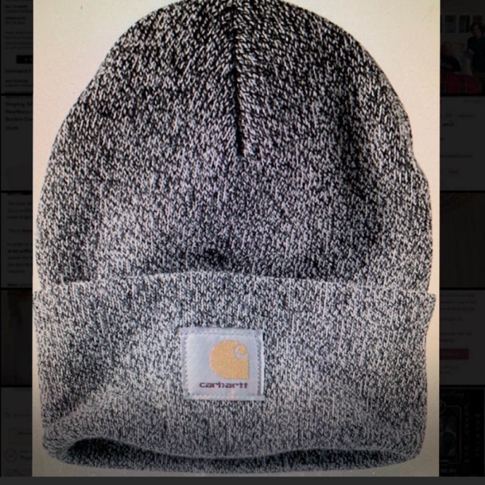 MISSES CARHARTT BEANIE HAT. ONE SIZE IN BLACK/WHITE NWT!